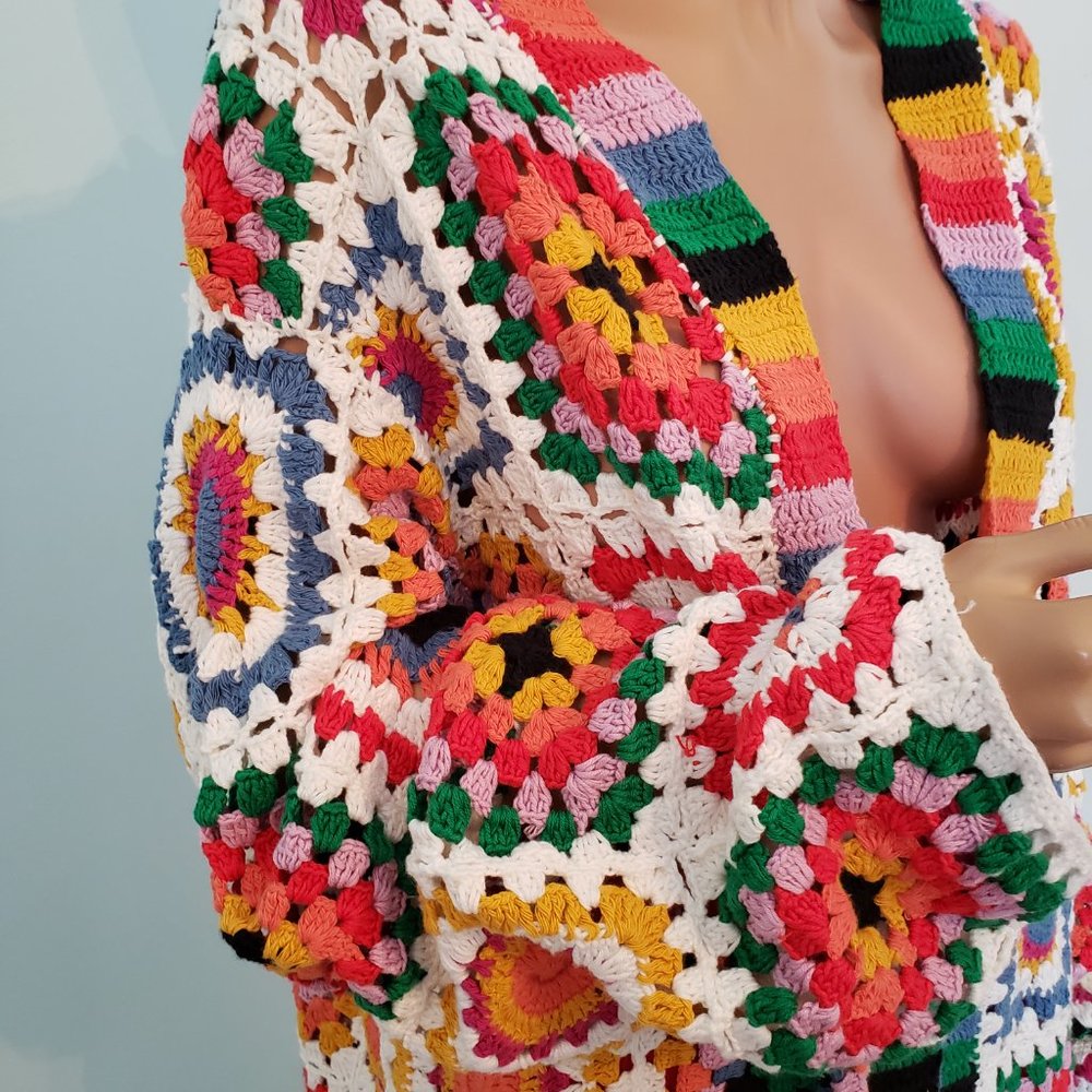 NWOT Farm Rio Handmade cotton Rainbow Kimono. - Picture 5 of 13